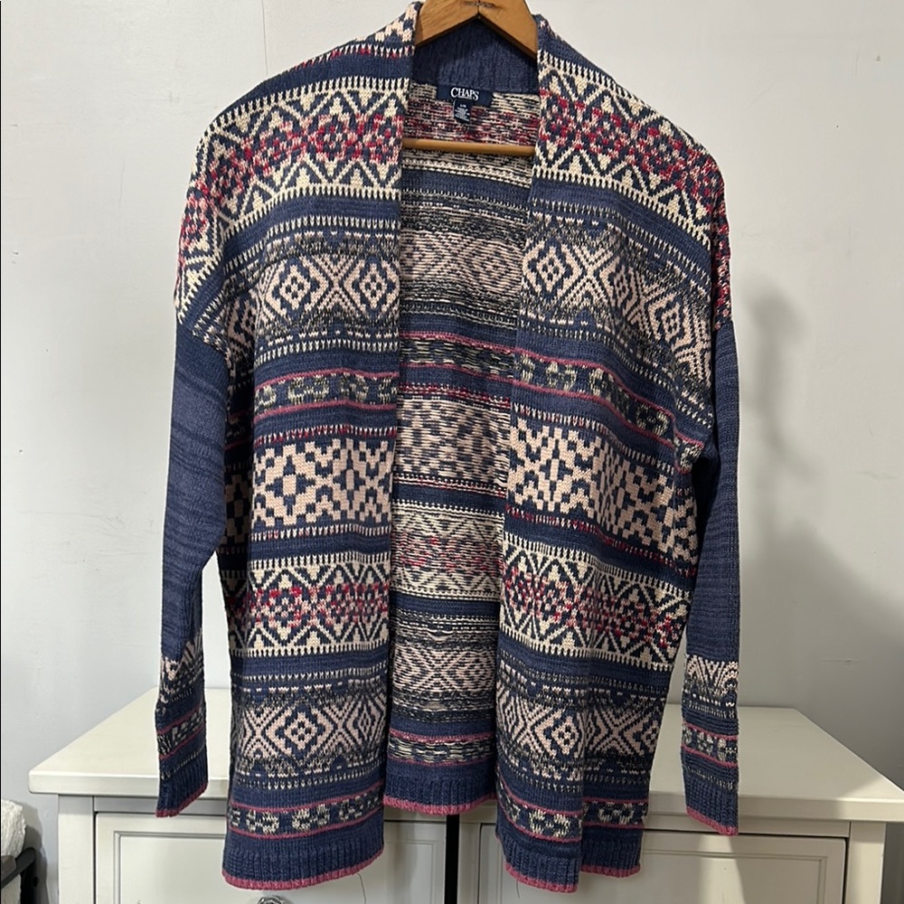 Chaps Blue and Pink Sweater